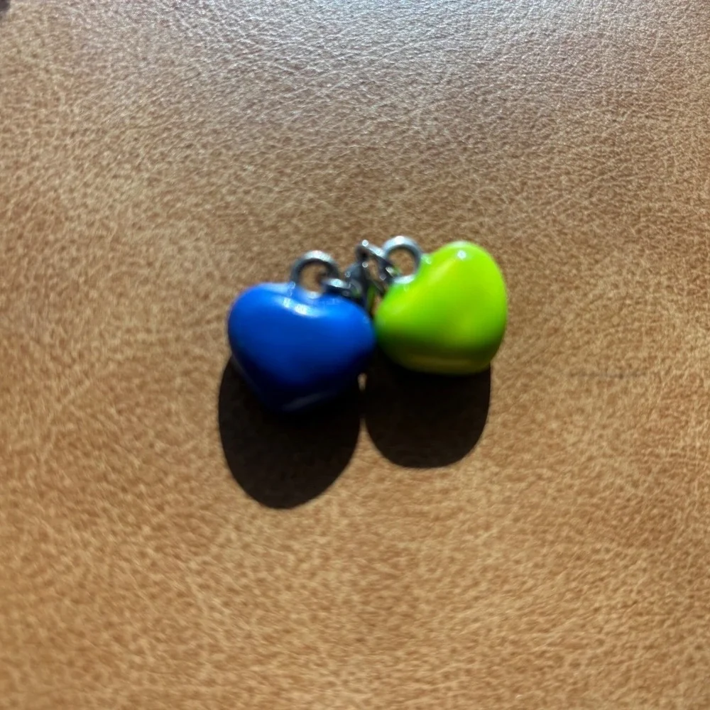 Blue and Green Heart Charm Keychain Cute Kawaii Aesthetic Y2K Keyring Bag